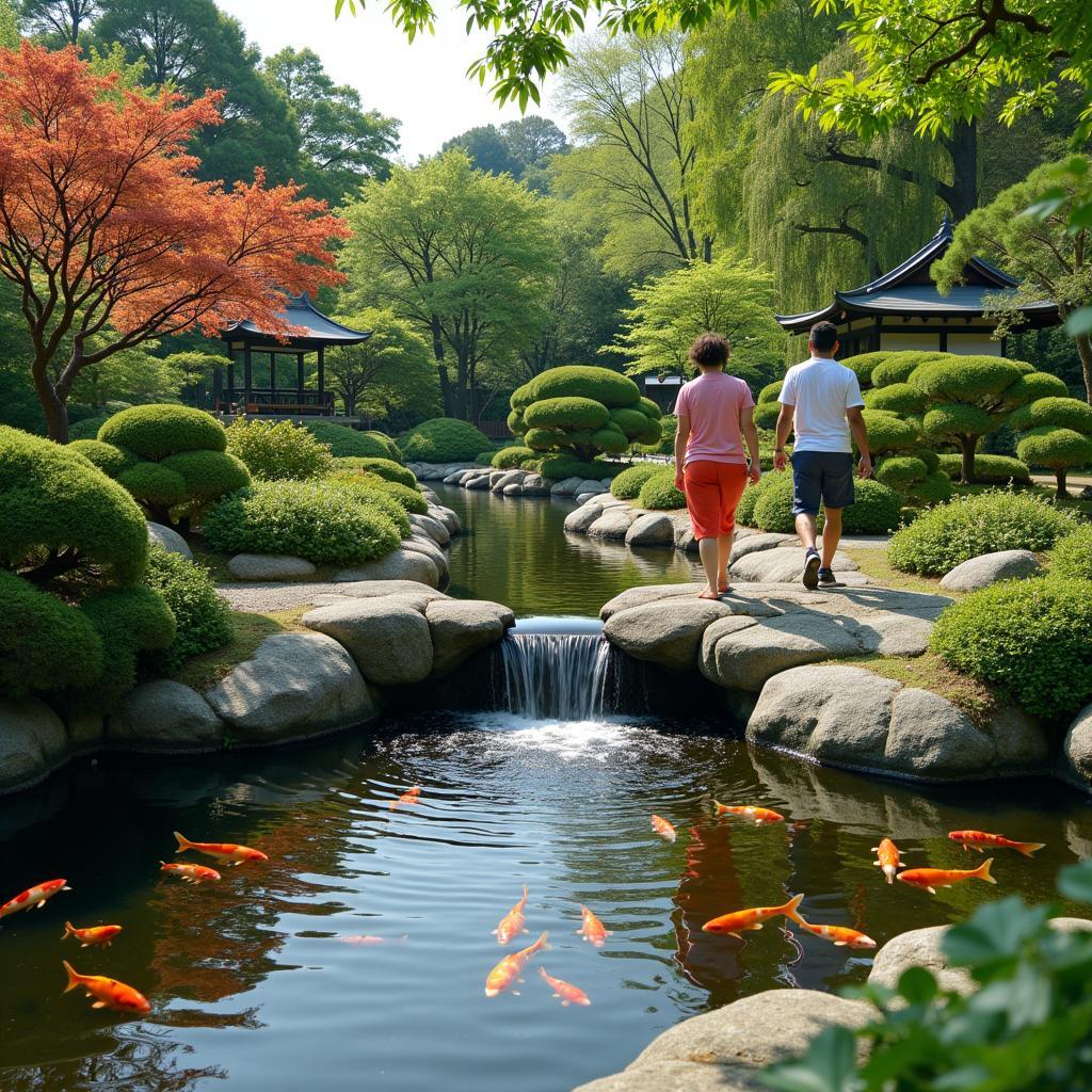 Enjoying the serenity of a Japanese garden with Ashoka Tours