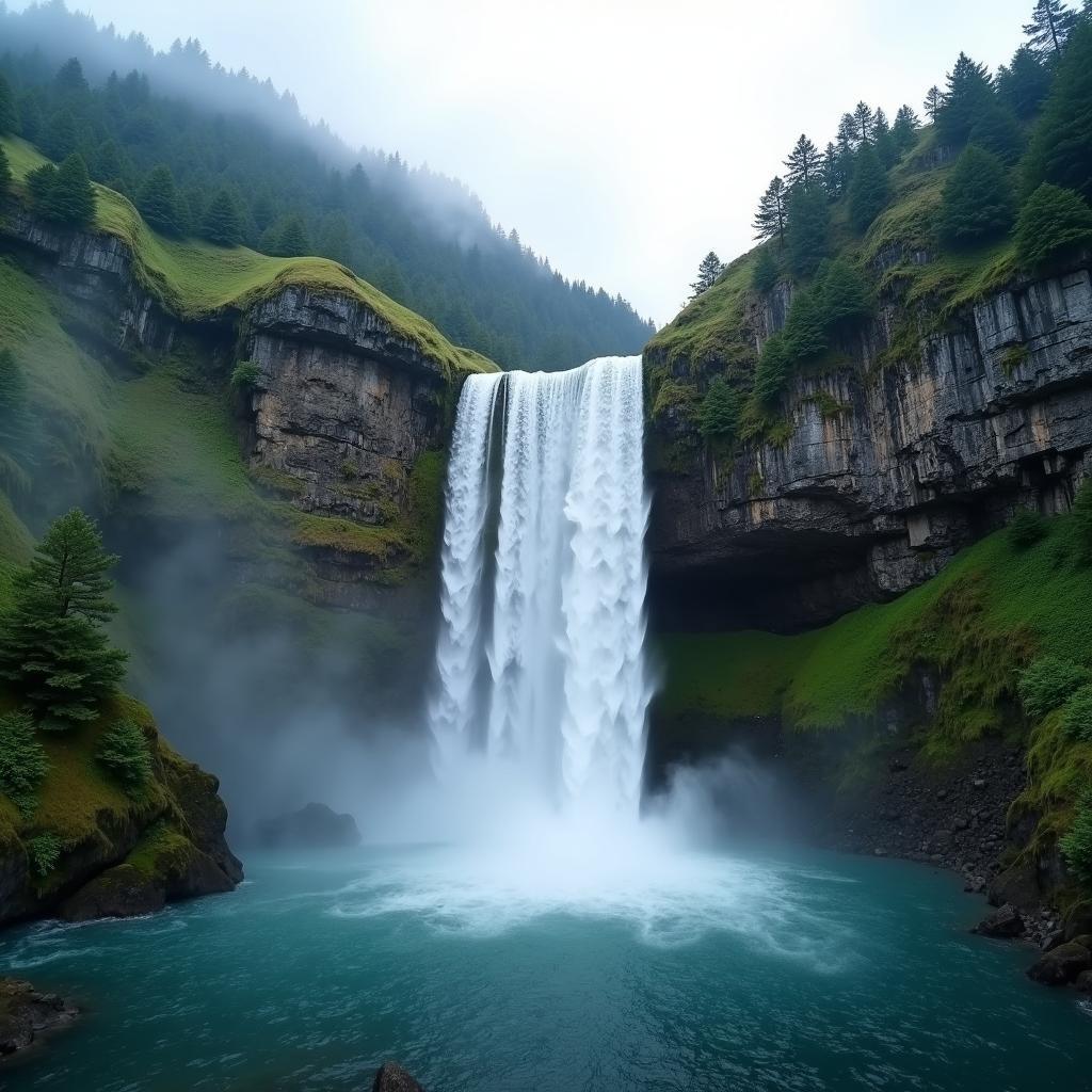 Majestic Waterfall in the Japanese Highlands