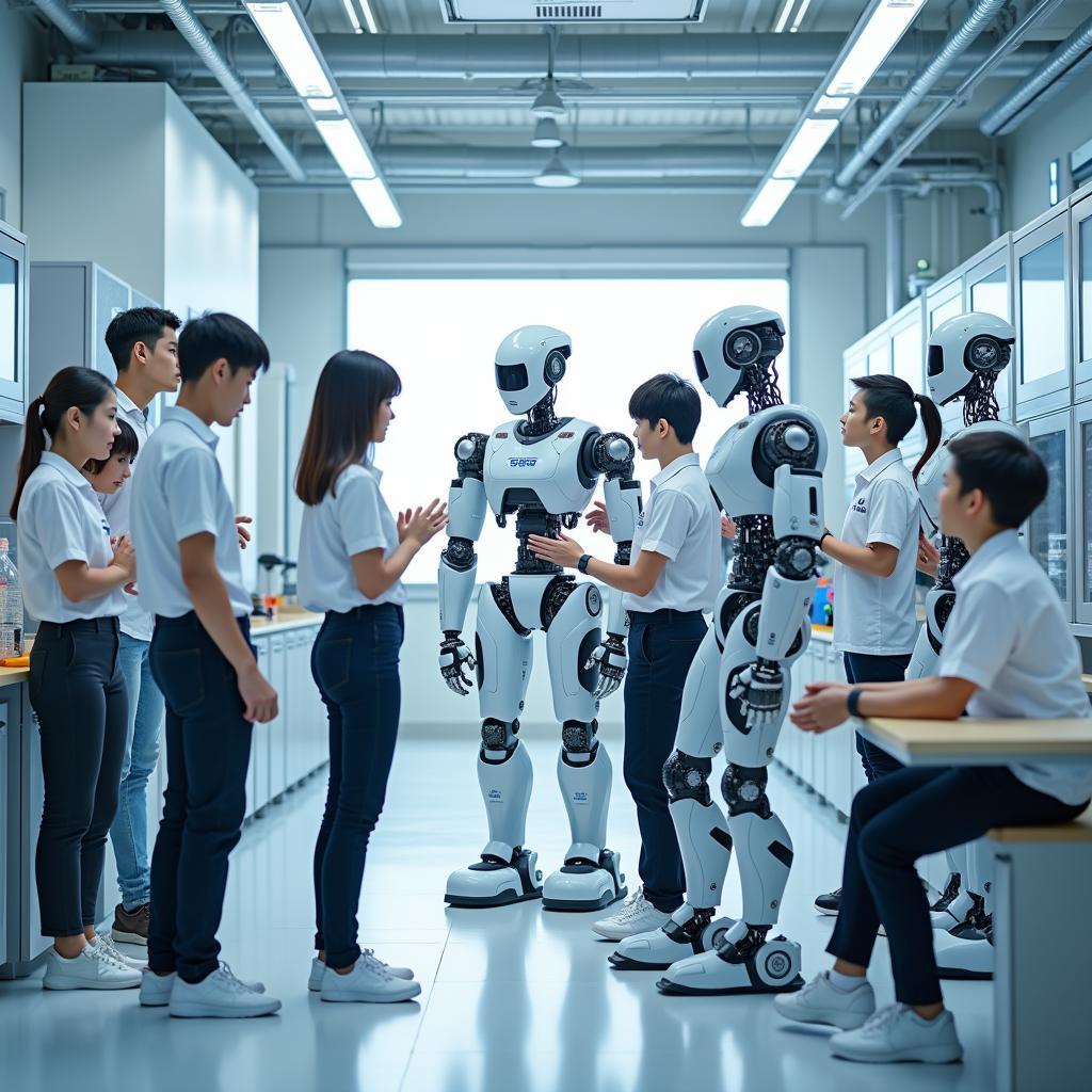 Students Exploring Robotics Lab during Educational Tour