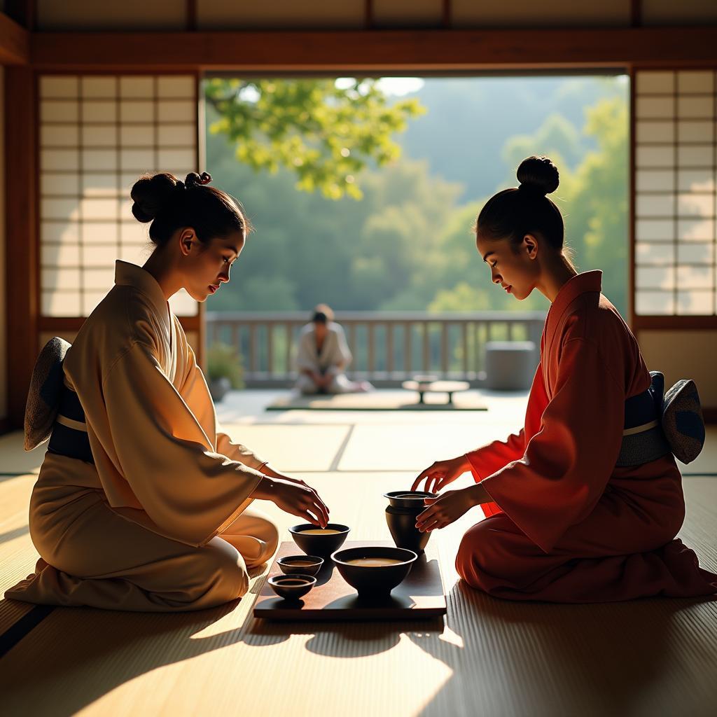 Traditional Japanese Tea Ceremony with Kimono