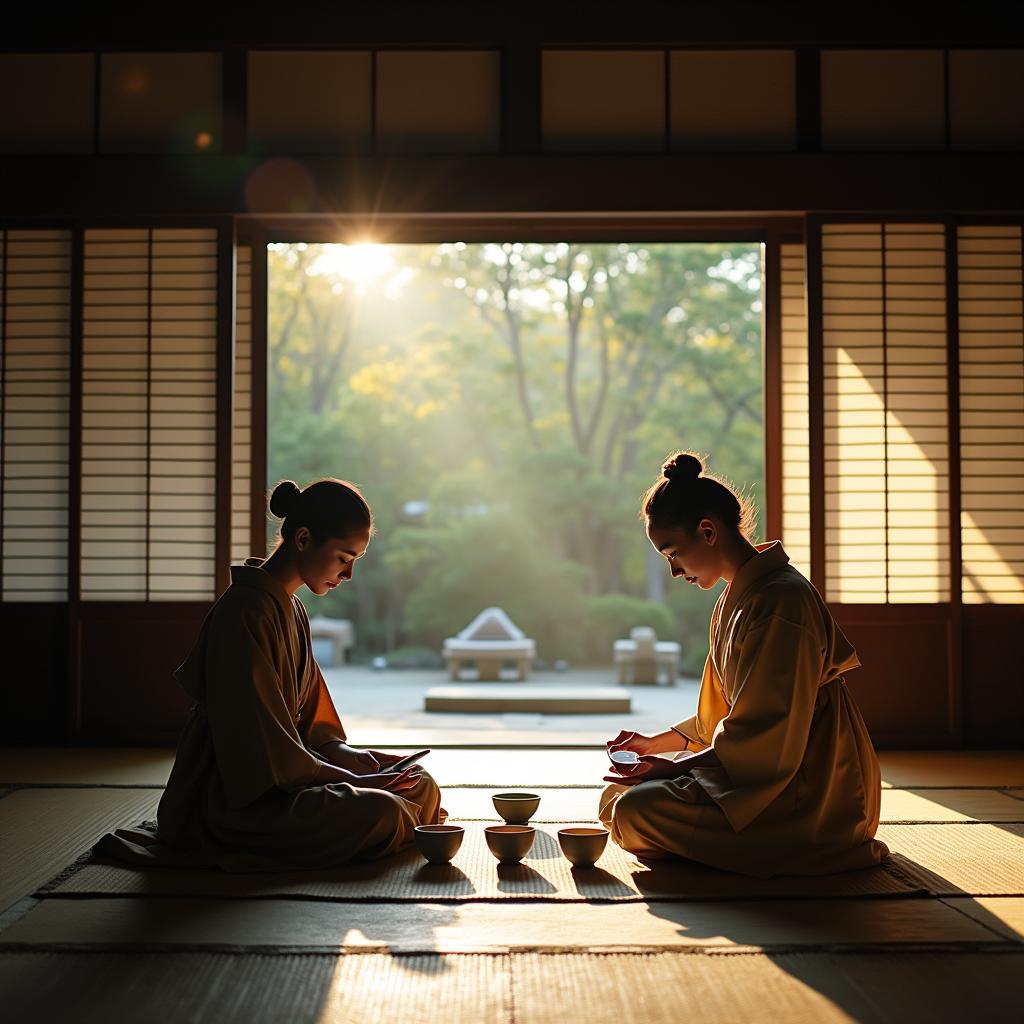 Traditional Japanese Tea Ceremony in a Kyoto Temple