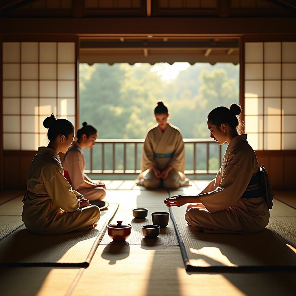 Traditional Japanese Tea Ceremony in a Kyoto Ryokan