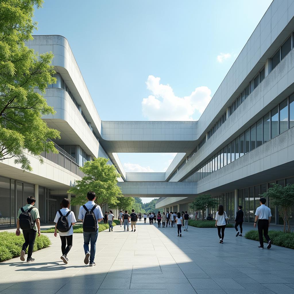 Modern Architecture of a Japanese University Campus During a Study Tour