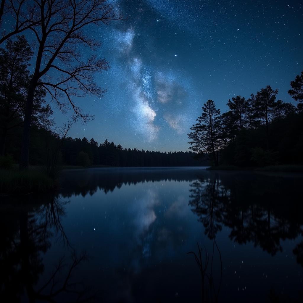 Jordan Pond Night Sky Reflection