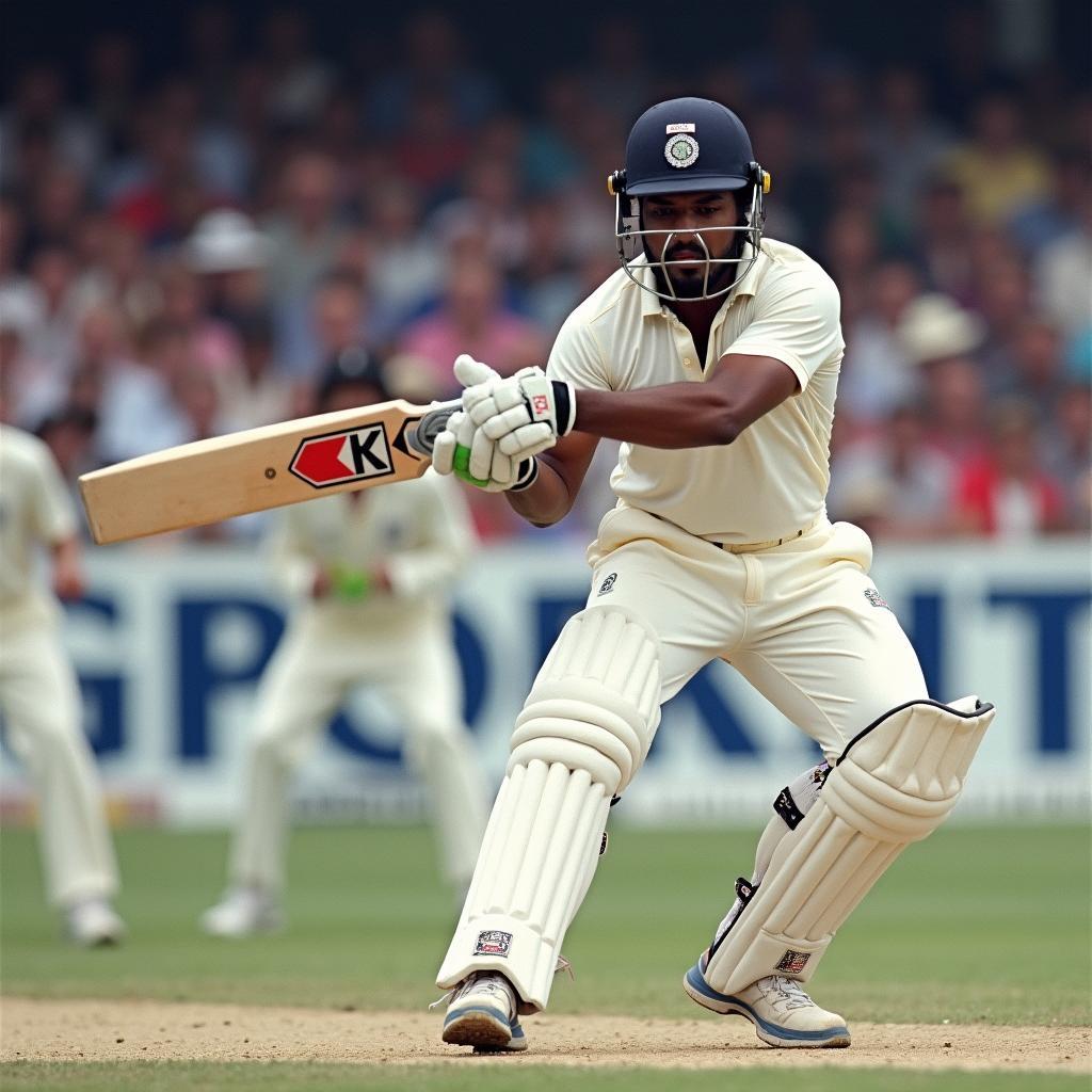 Kapil Dev battling the West Indies bowling attack in 1983