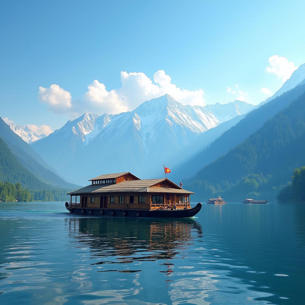 Houseboat on Dal Lake in Srinagar, Kashmir