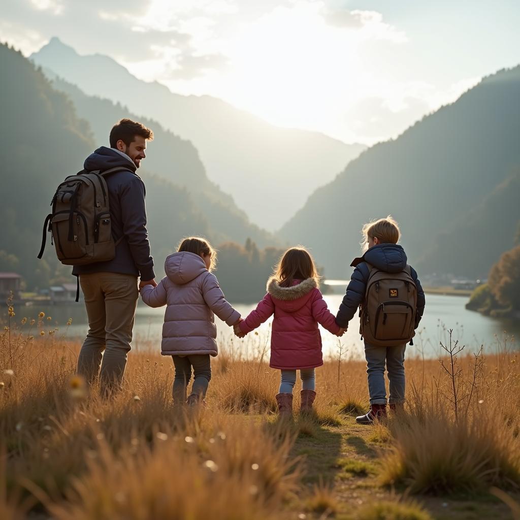 Family Enjoying the View in Kashmir