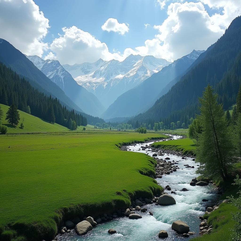 Scenic view of Pahalgam Valley