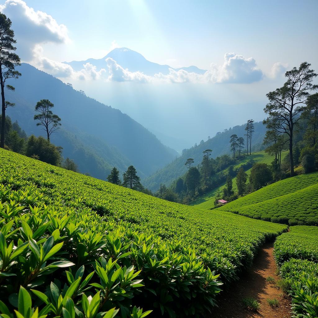 Kausani Tea Estate with Himalayan Backdrop