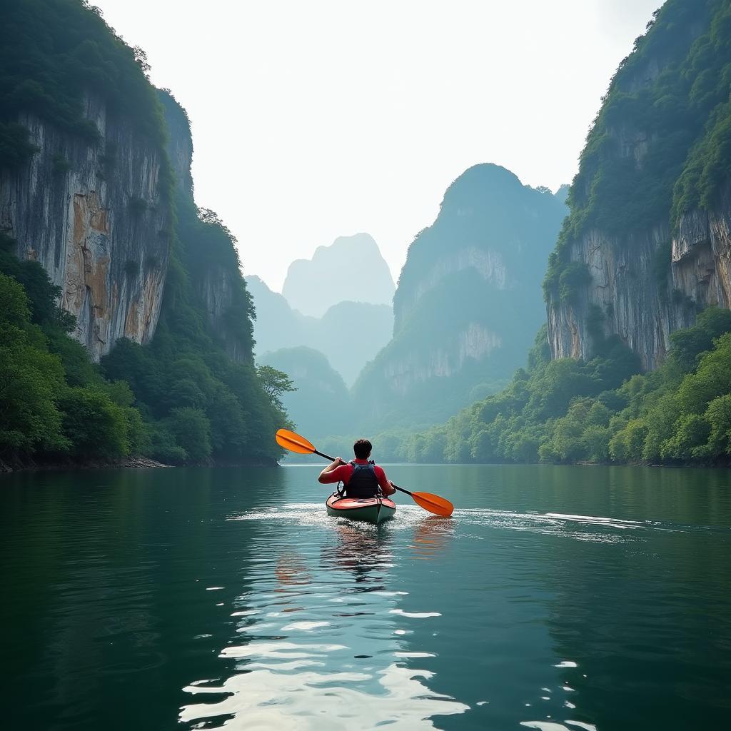 Kayaking on Cheow Lan Lake in Khao Sok National Park