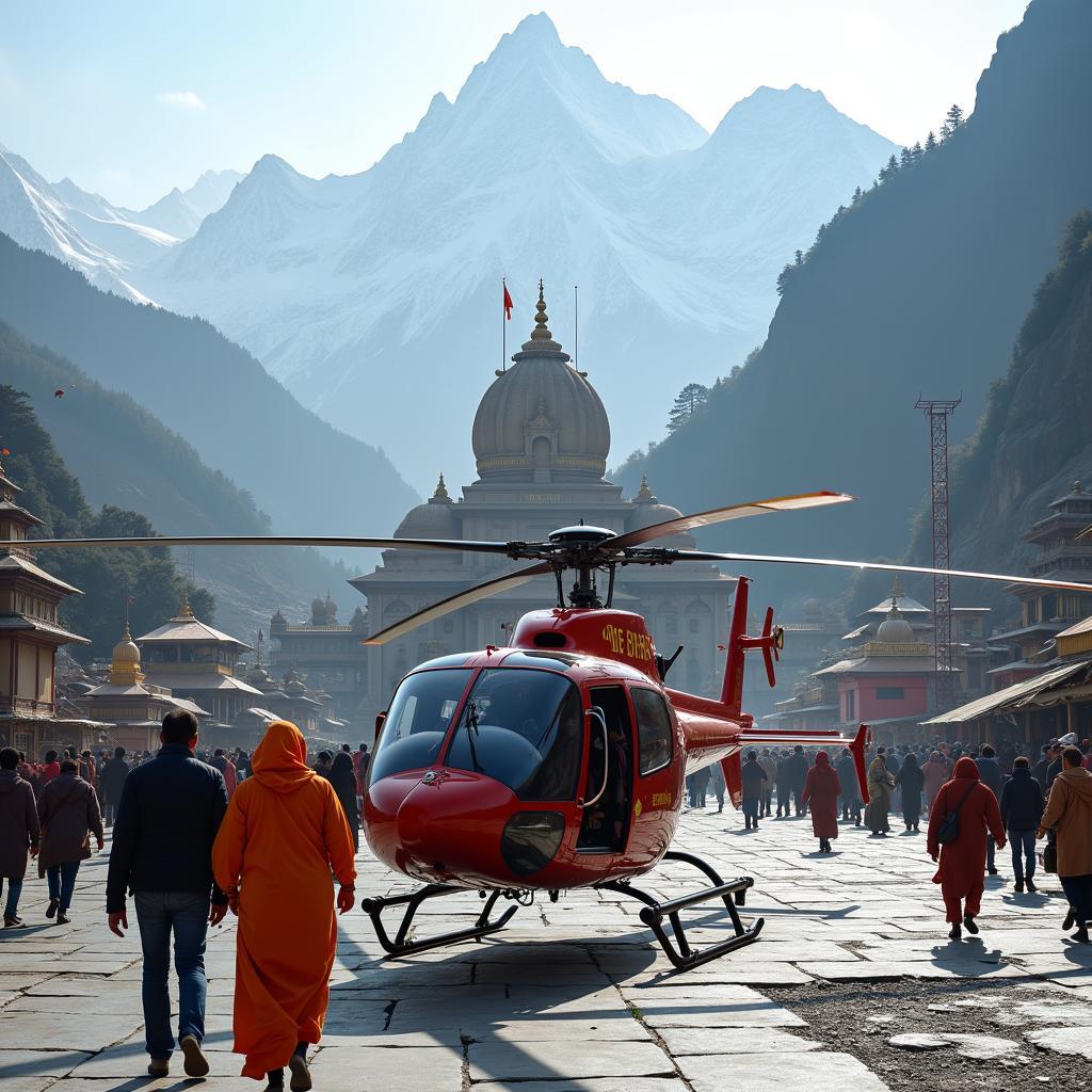 Kedarnath Temple Helicopter Landing