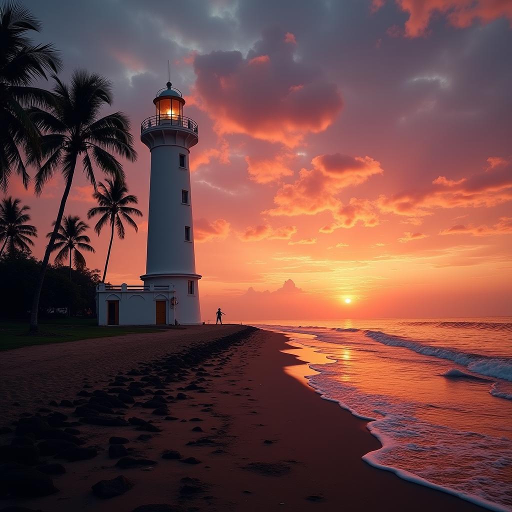 Kovalam's Lighthouse Beach at Sunset