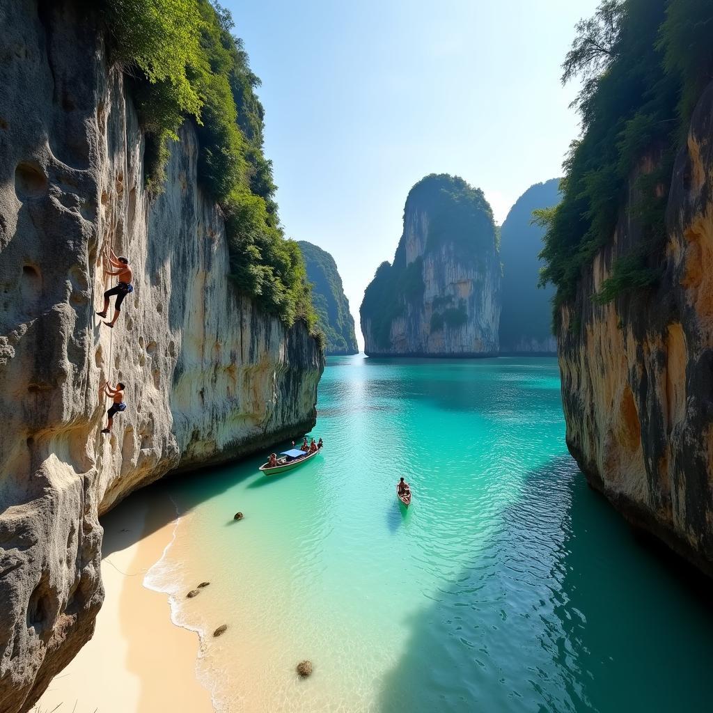 Rock Climbing at Railay Beach, Krabi National Park