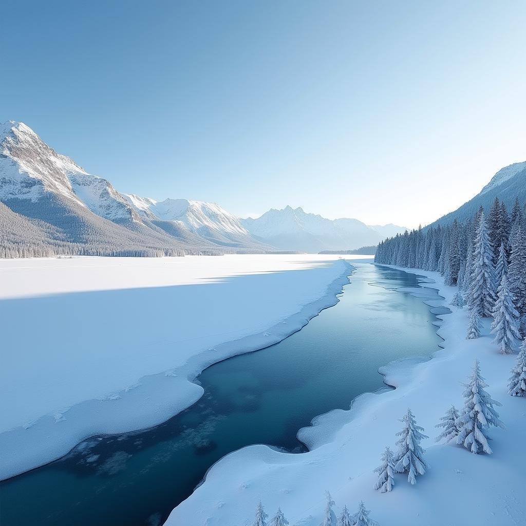 Lake Baikal Frozen in Winter