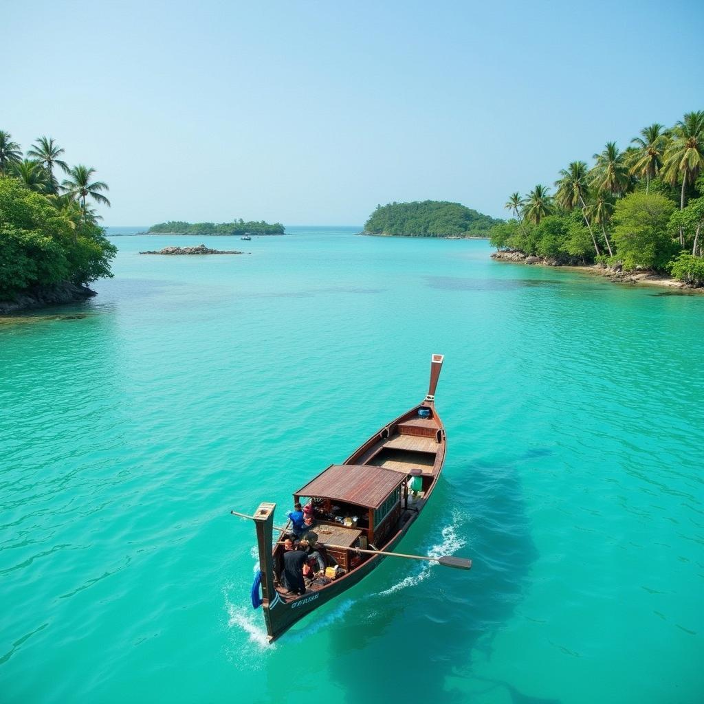 Sailing through the crystal-clear waters of Lakshadweep on a traditional boat