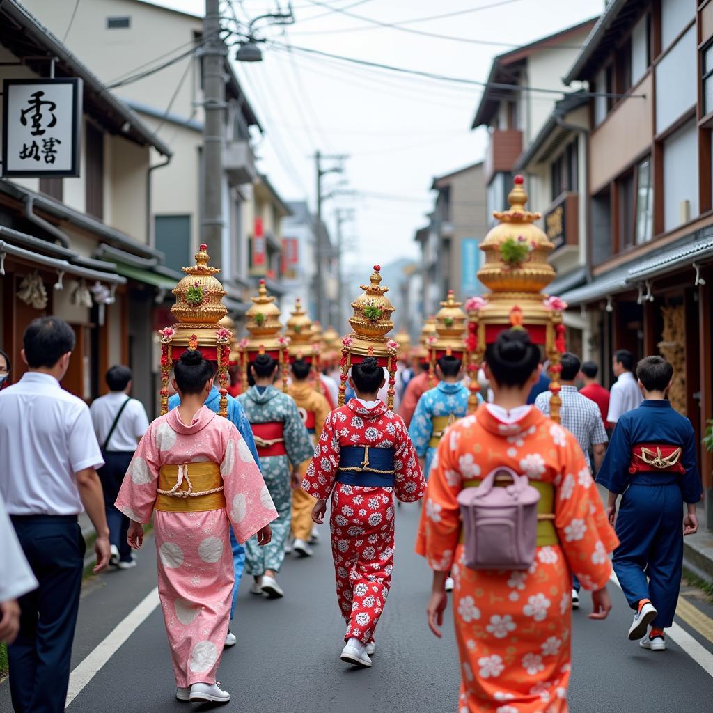 A vibrant local festival in North East Japan