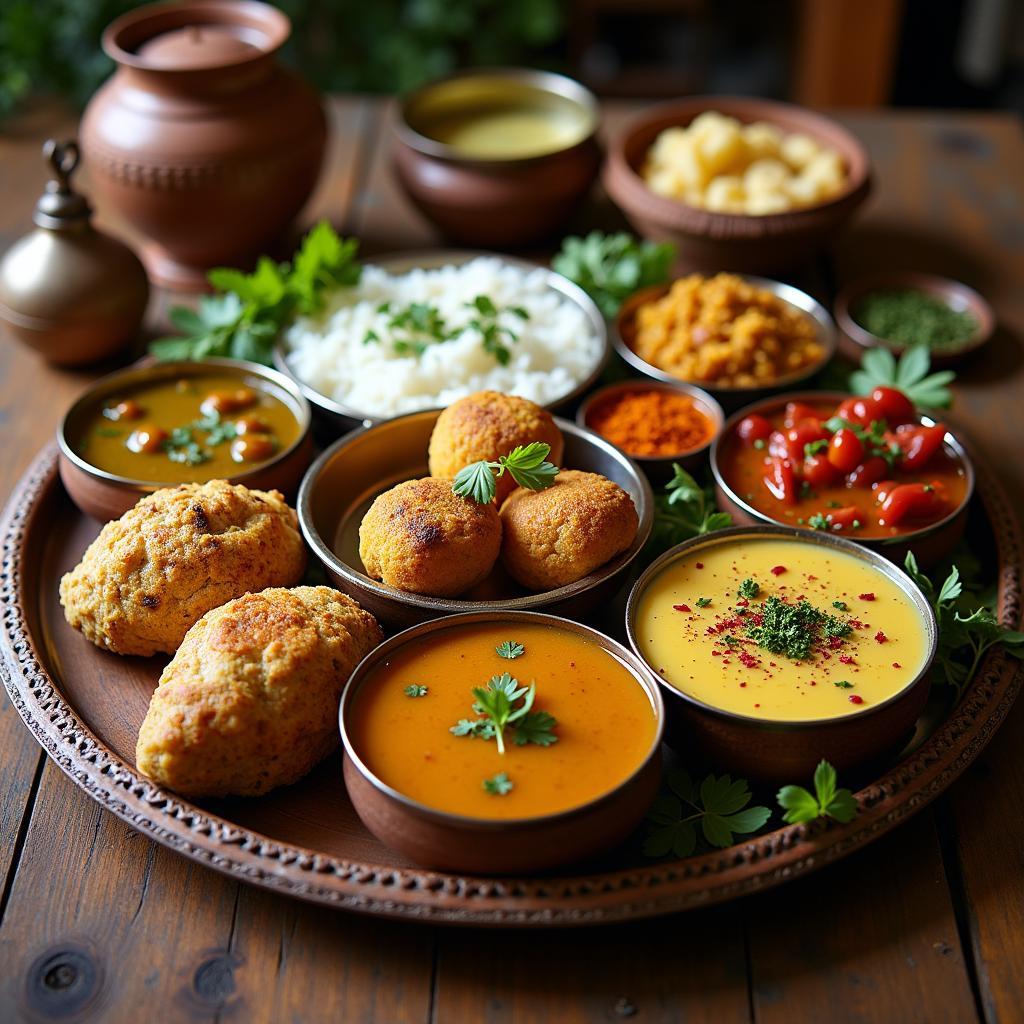 Traditional Himachali Thali with Local Delicacies