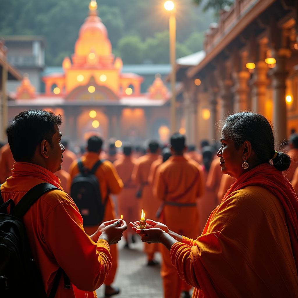 Pilgrims praying at a Maharashtra Ashtavinayak Temple