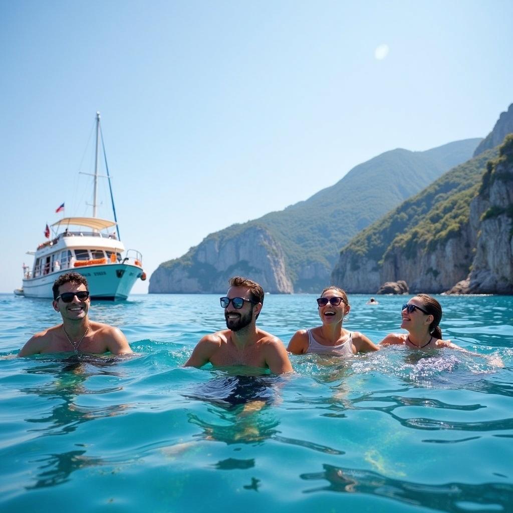 Enjoying a Swim During a Sorrento Boat Tour