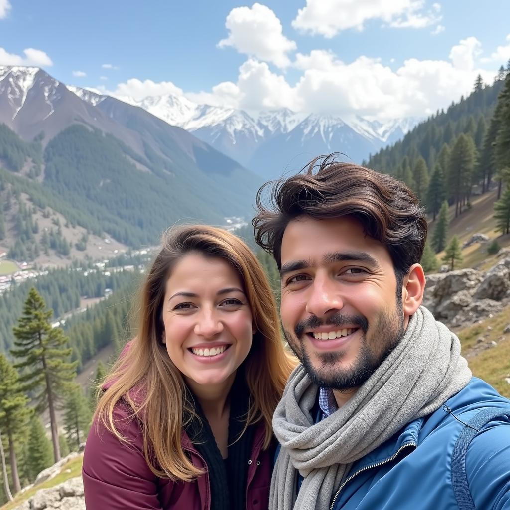 Couple taking pictures in Manali