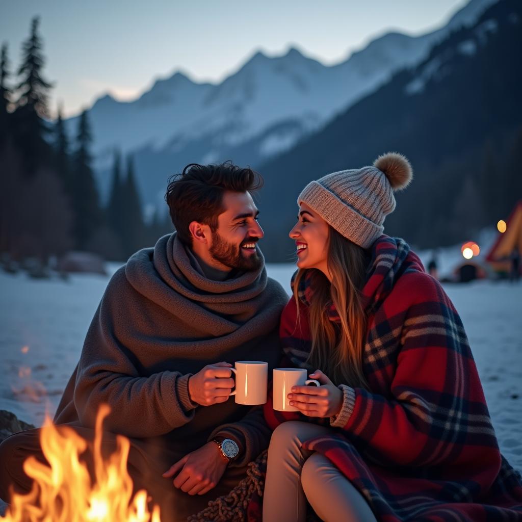 Couple enjoying romantic moments in Manali