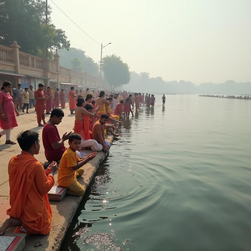 Serene Ghats Along the Yamuna River in Mathura