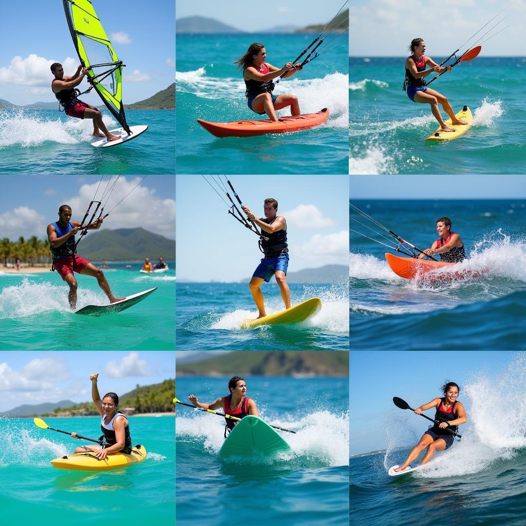 Tourists enjoying various water sports activities in Mauritius