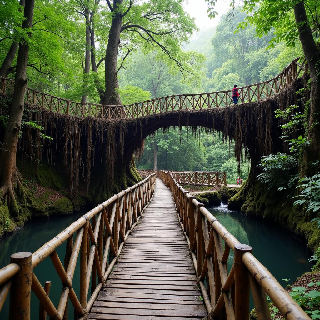 Double Decker Living Root Bridge in Meghalaya.