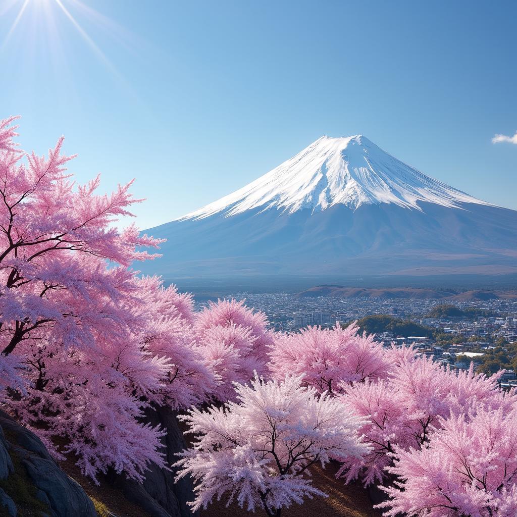 Mount Fuji with Cherry Blossoms in the Foreground