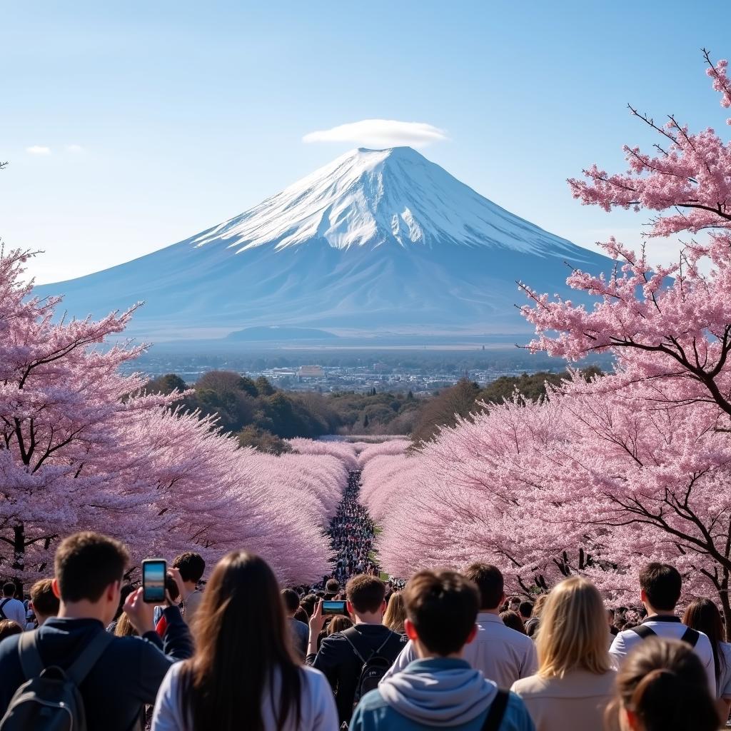 Witnessing the beauty of Mount Fuji with Ashoka Tours during cherry blossom season