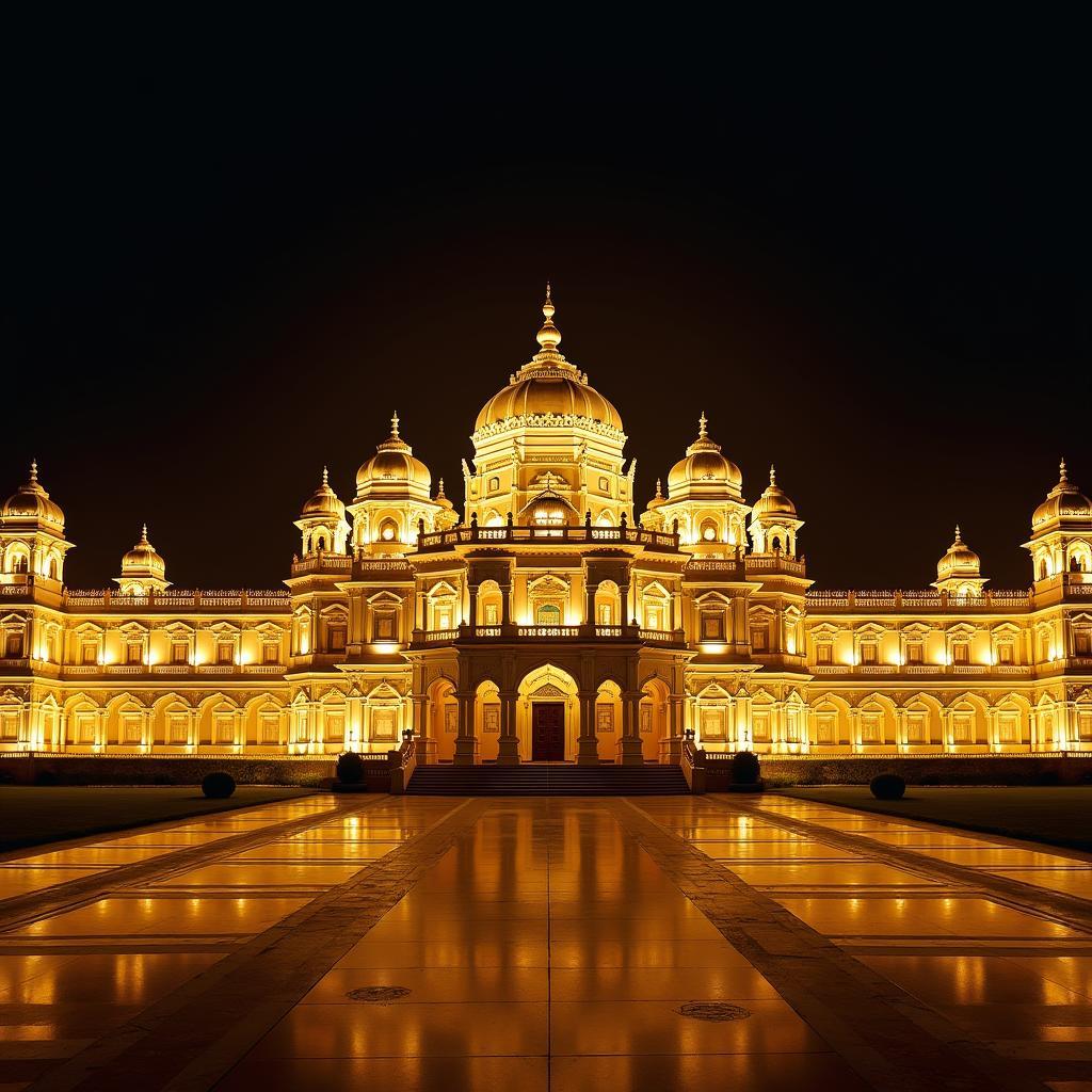 Mysore Palace illuminated at night