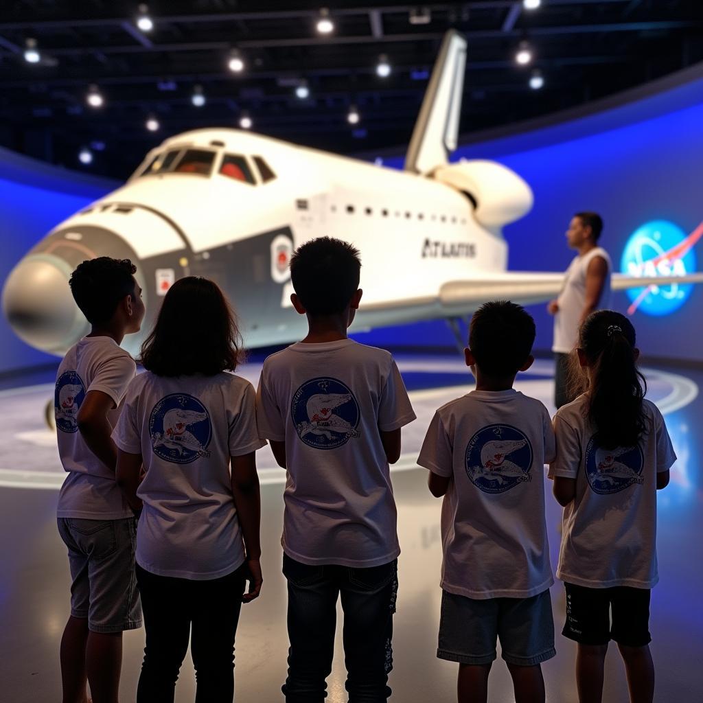 Students from India exploring the Kennedy Space Center during a NASA tour