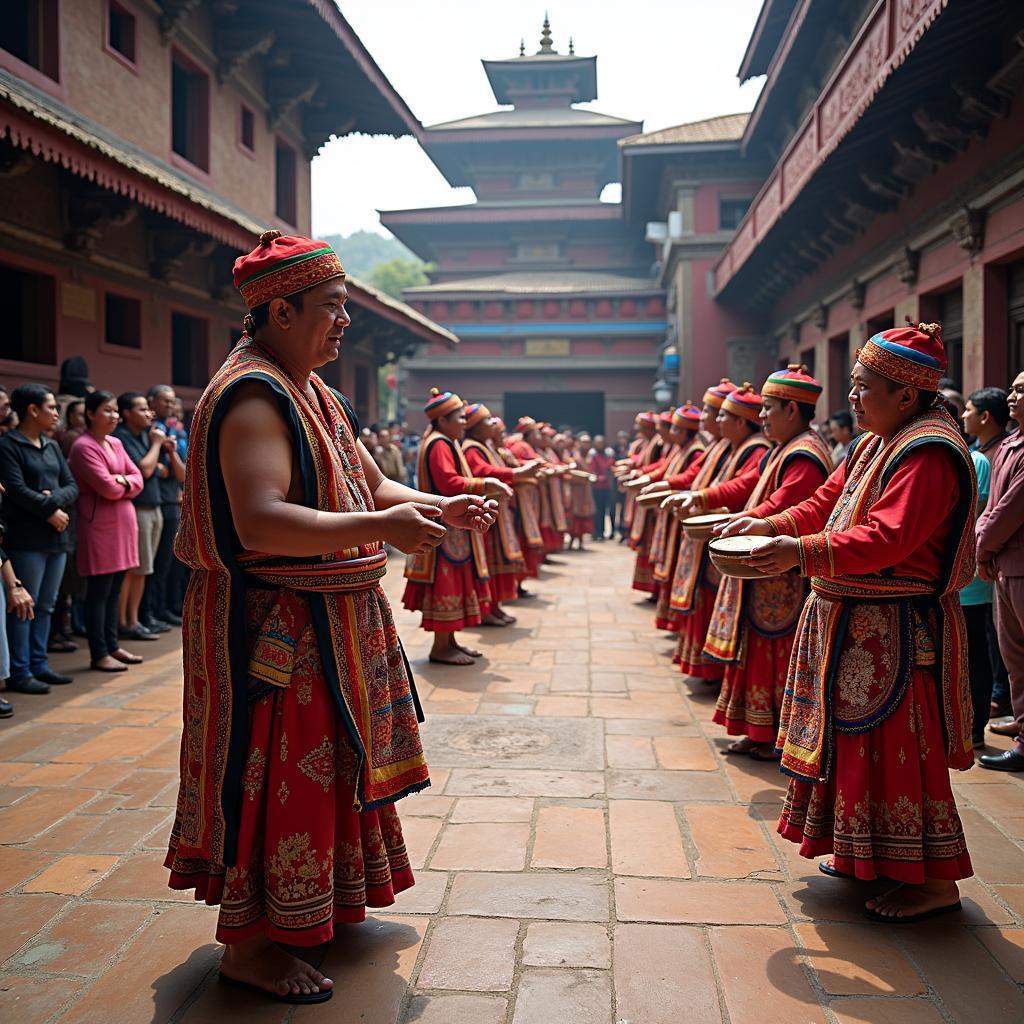 Witnessing a traditional Nepali cultural ceremony in the heart of Kathmandu.