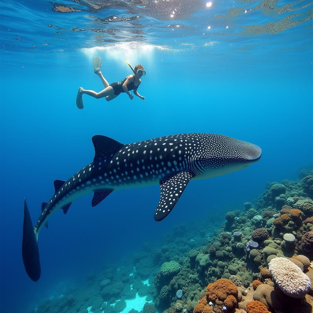 Snorkelling with a Whale Shark at Ningaloo Reef