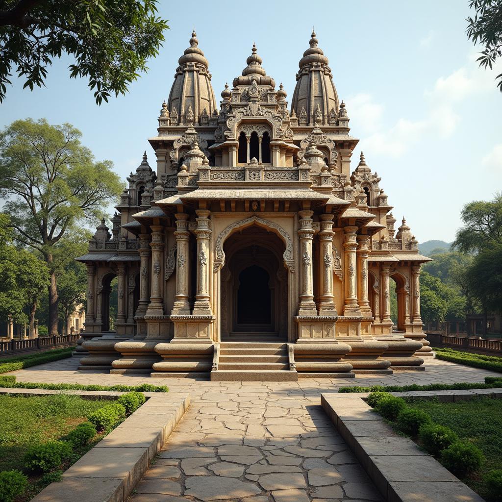 The unique architecture of Omkareshwara Temple blends Gothic and Islamic styles.