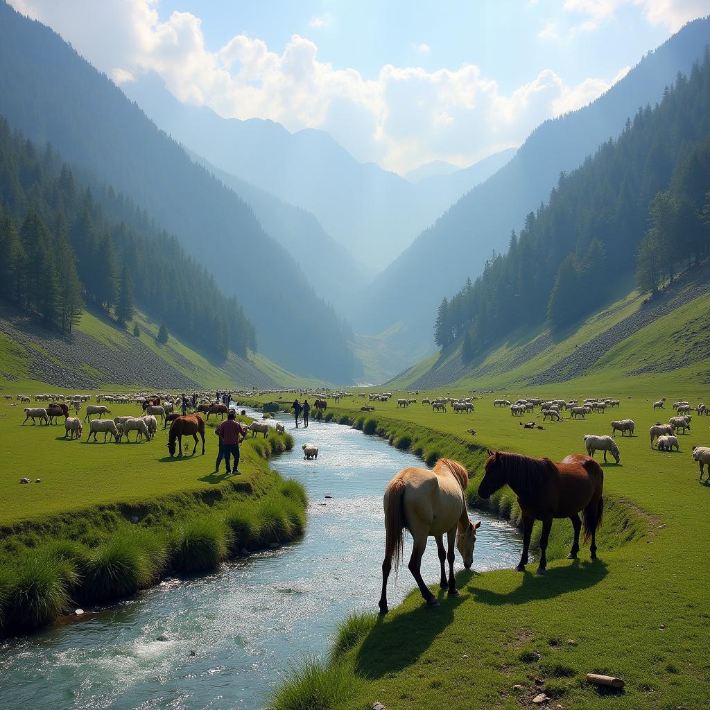 Pahalgam Valley Shepherds and Horses