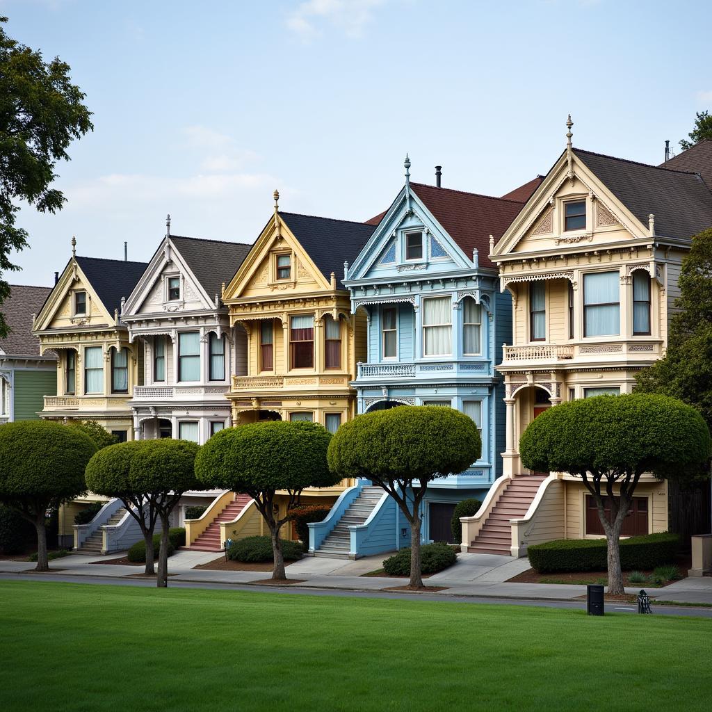 Victorian Houses Known as the Painted Ladies in Alamo Square, San Francisco