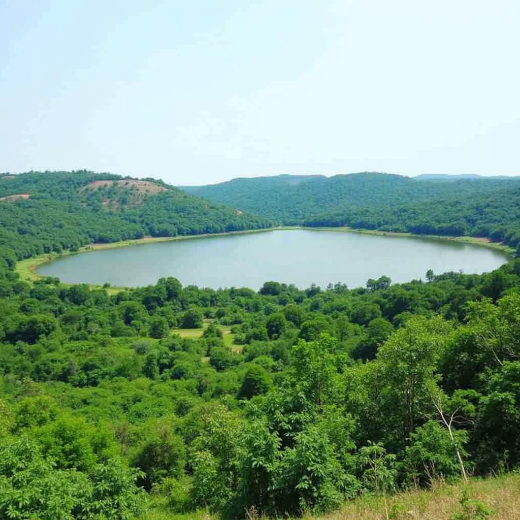 Serene landscape of Pakhal Lake near Warangal