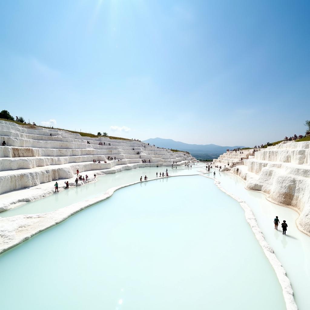 Overview of Pamukkale's stunning white terraces