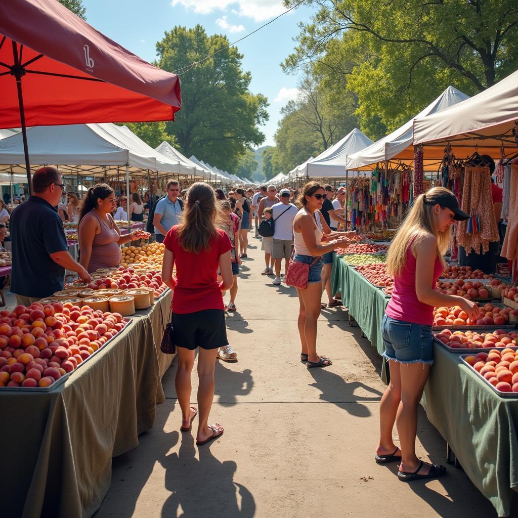 Local farmers market in Peachland with fresh produce and local crafts