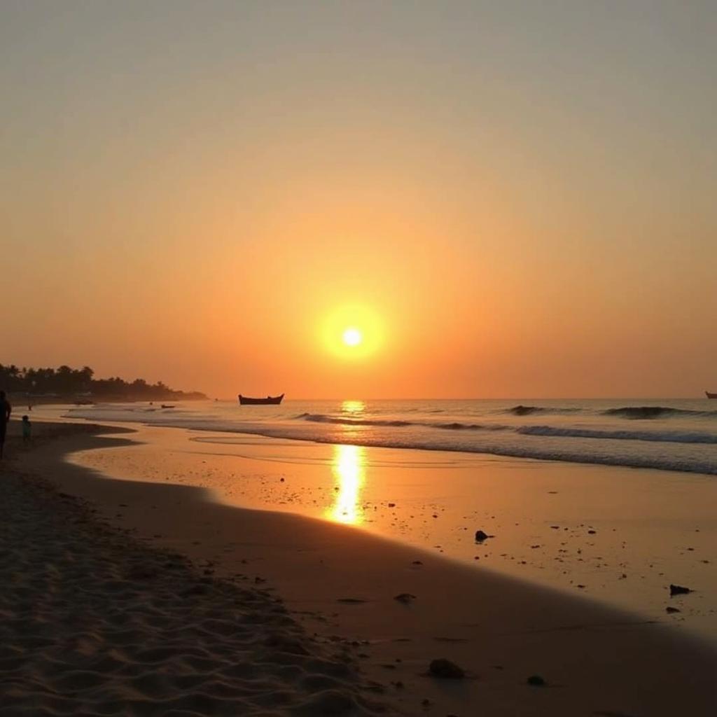 Sunrise over the Bay of Bengal in Pondicherry