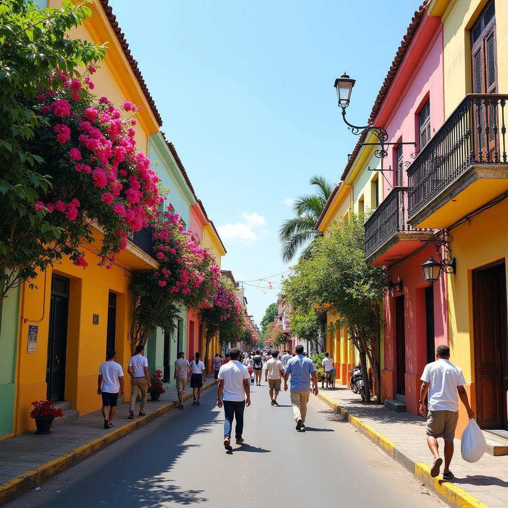 Colorful streets of the French Quarter in Pondicherry