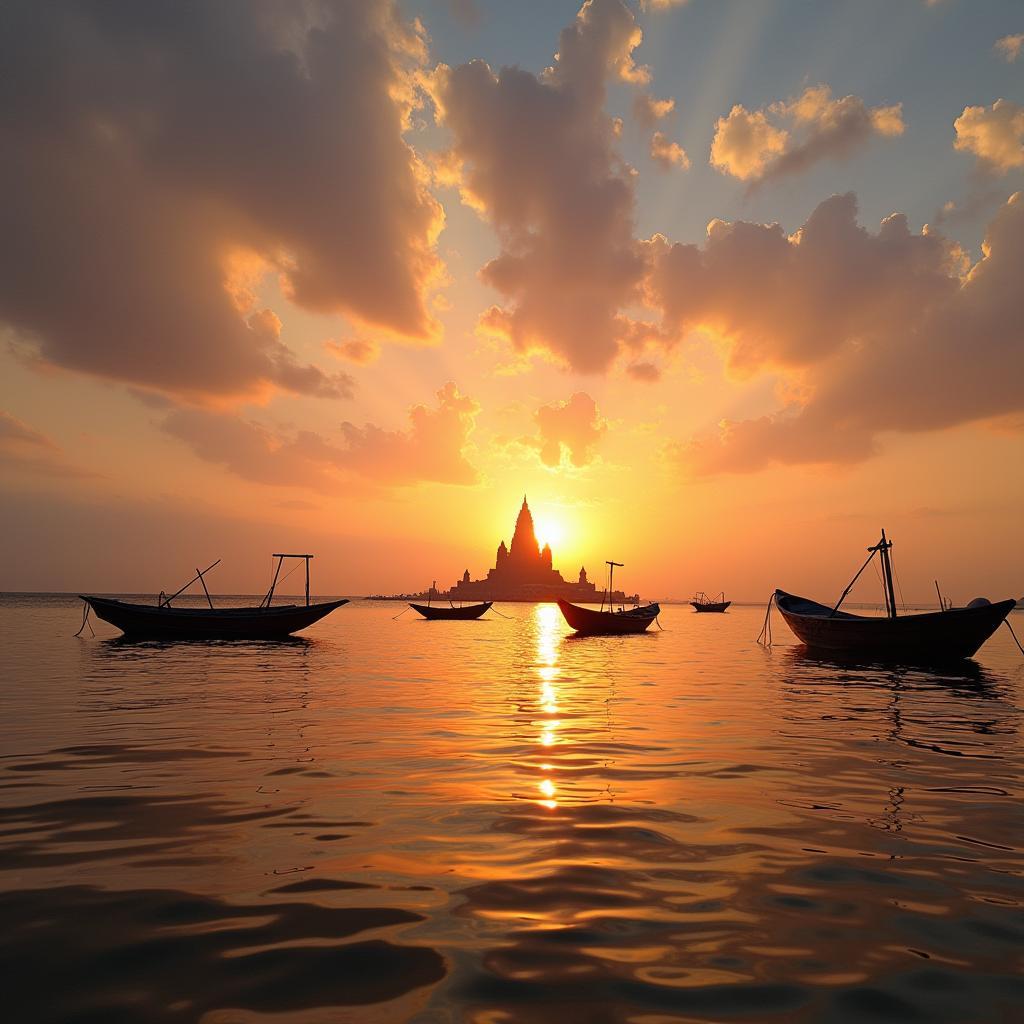 Sunrise over the Bay of Bengal in Rameshwaram