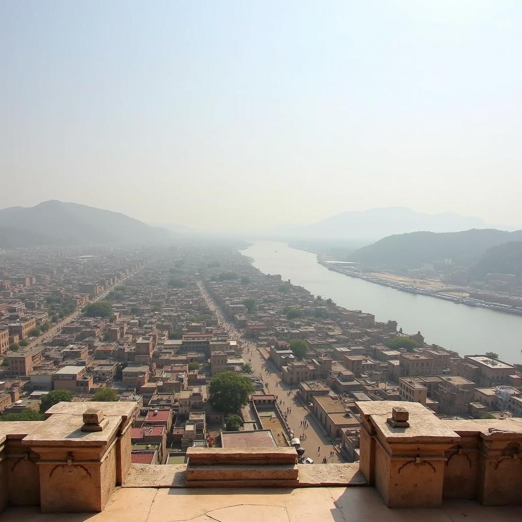 Panoramic view of Varanasi from Ramnagar Fort