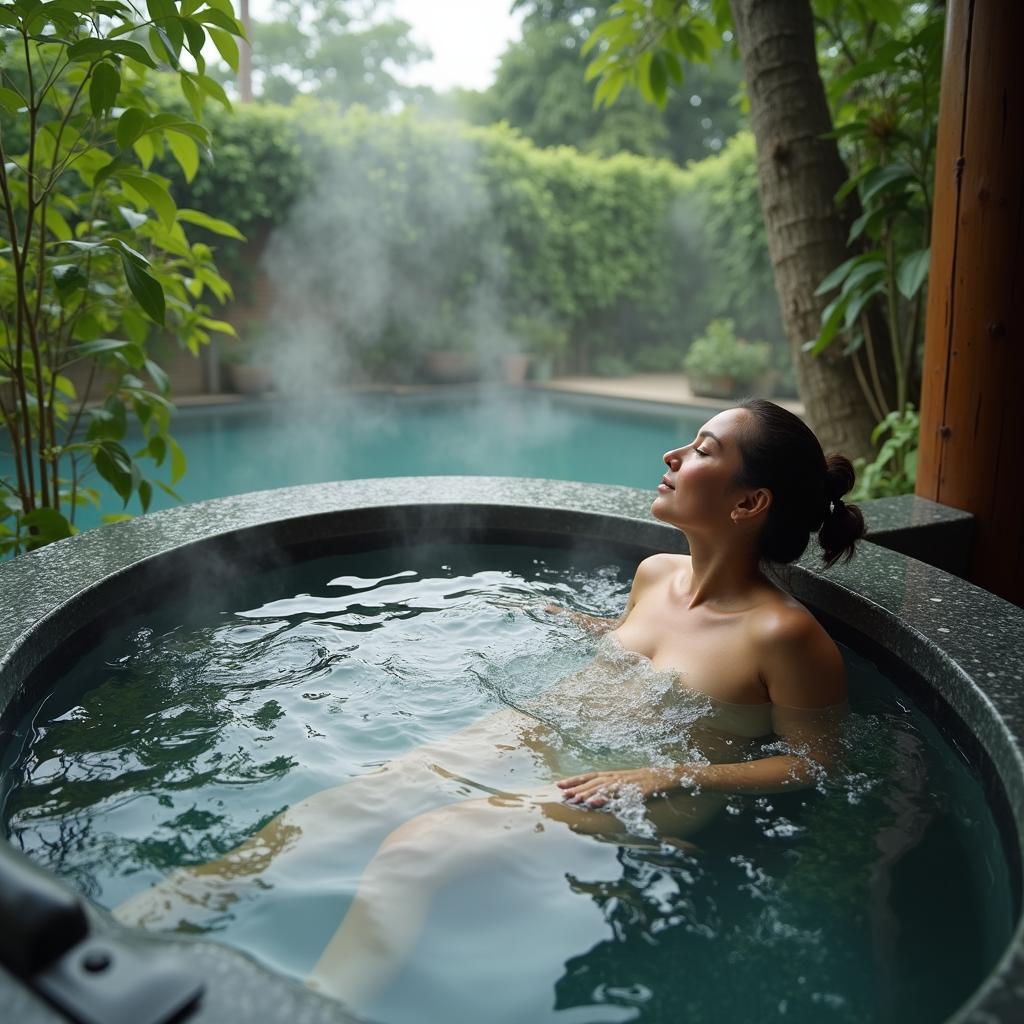 Relaxing in a Japanese onsen