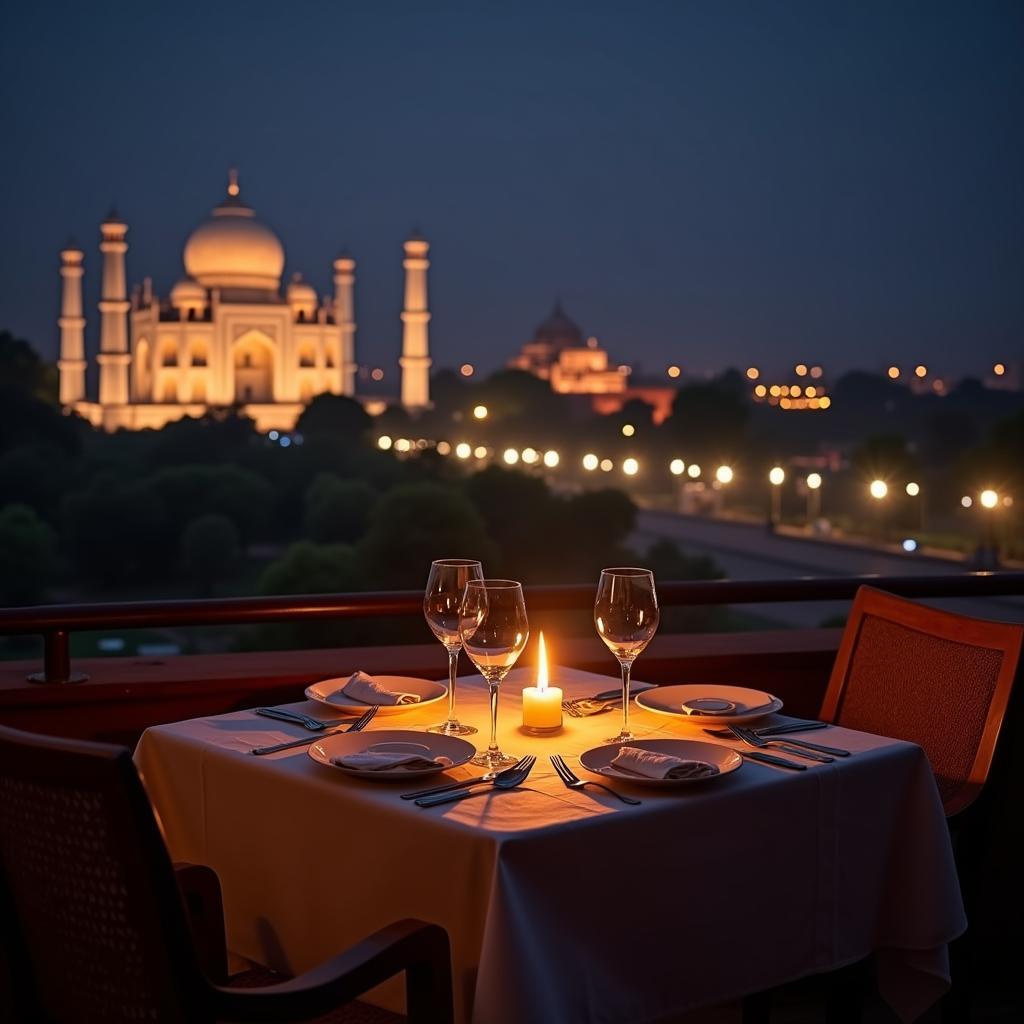 Romantic dinner with Taj Mahal view