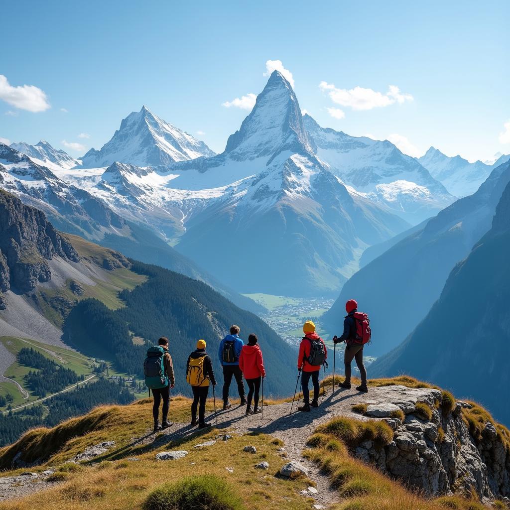 Hikers enjoying panoramic views of the Alps during a Salzburg hiking tour