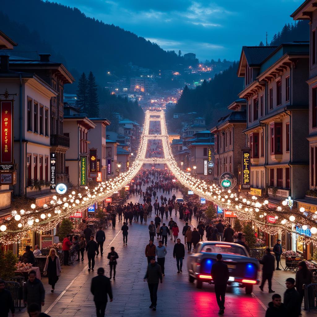 Shimla Mall Road in the evening