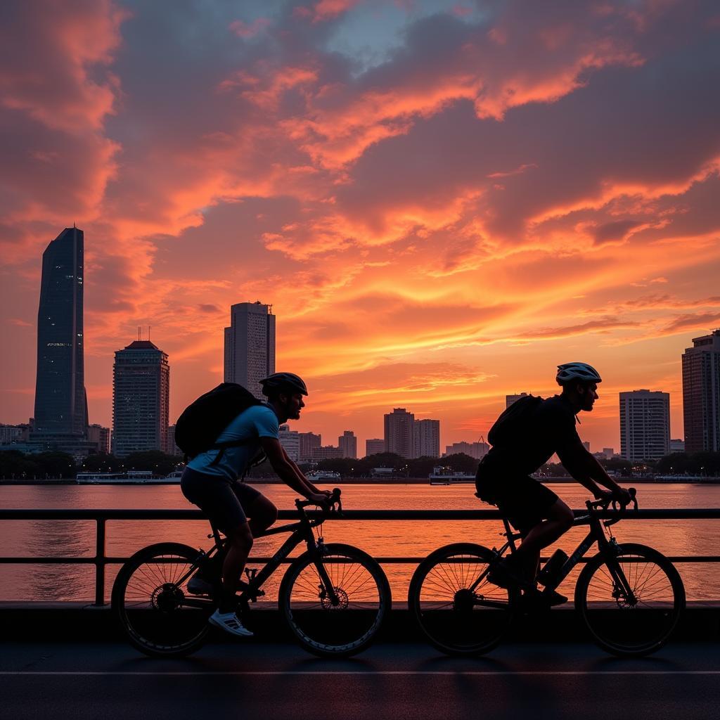 Enjoying a Riverside Sunset on a Siam Bike Tour