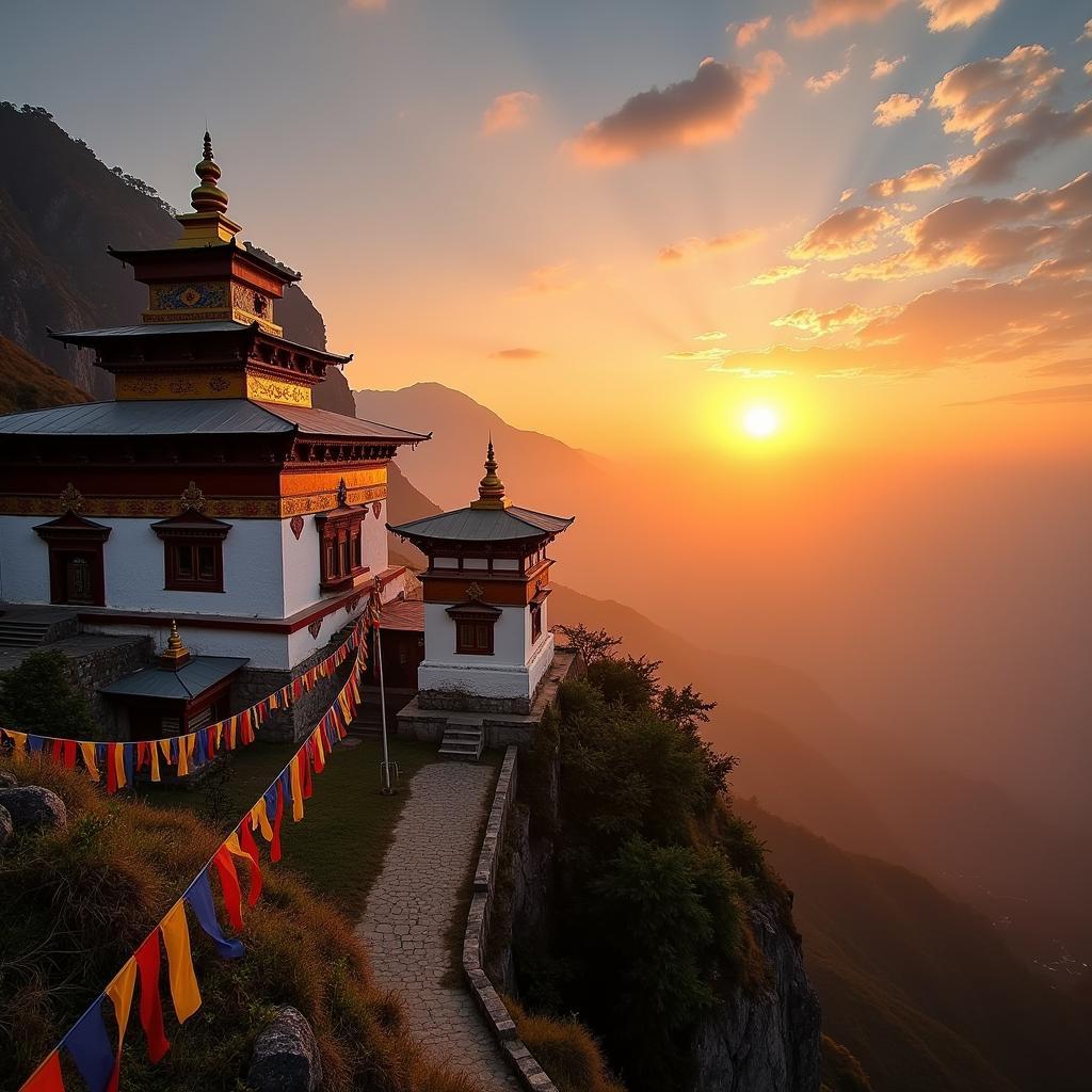 Sunrise over a Sikkim Monastery